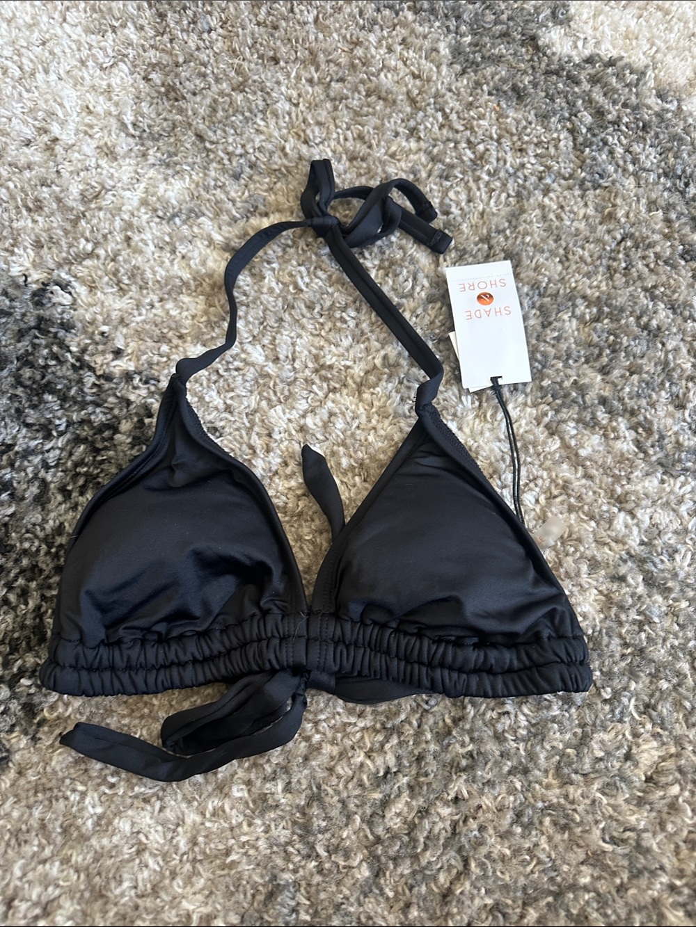 Shade & Shore Black Halter Triangle Bikini Top